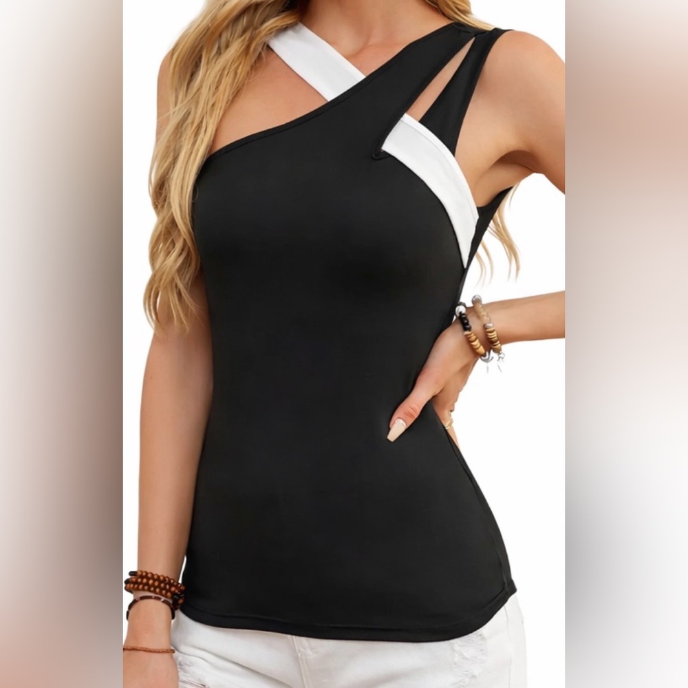 Black One Shoulder Tank Top Size Small – Sleek & Spicy